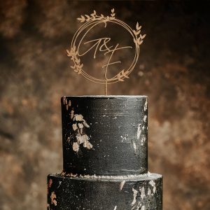 Monogram Wreath Cake Topper, Custom Initial Wedding