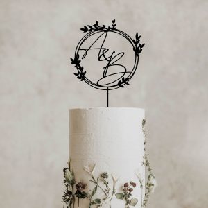 Monogram Wreath Cake Topper, Custom Initial Wedding