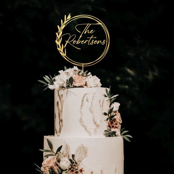 Greenery Wedding Cake Topper, Wreath Cake Topper