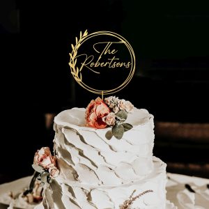 Greenery Wedding Cake Topper, Wreath Cake Topper