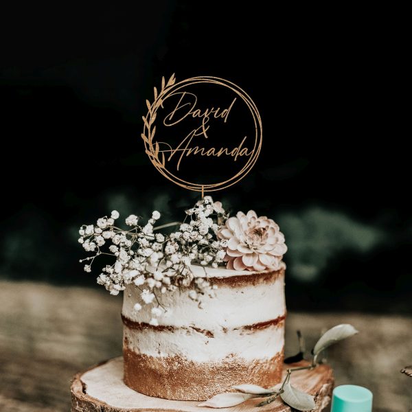 Greenery Wedding Cake Topper, Wreath Cake Topper