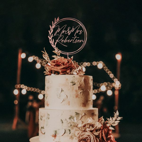 Greenery Wedding Cake Topper, Wreath Cake Topper