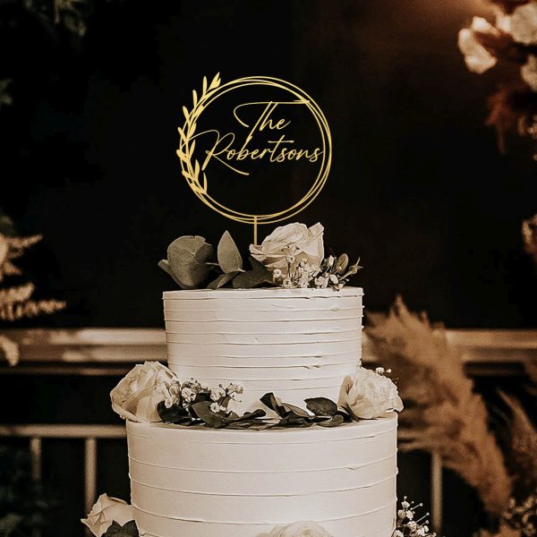 Greenery Wedding Cake Topper, Wreath Cake Topper