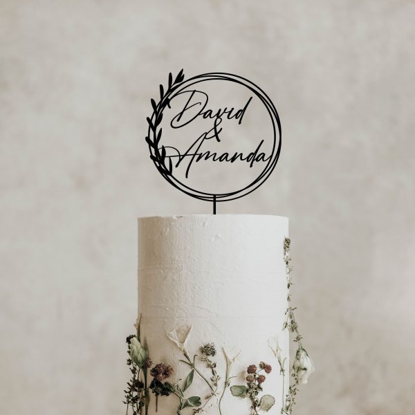 Greenery Wedding Cake Topper, Wreath Cake Topper