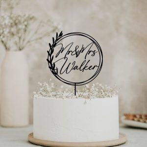 Greenery Wedding Cake Topper, Wreath Cake Topper