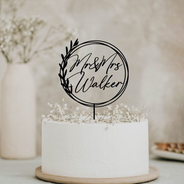 Greenery Wedding Cake Topper, Wreath Cake Topper