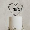 Heart Wedding Cake Topper, Mr and Mrs Cake Topper