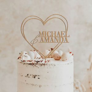 Heart Wedding Cake Topper, Mr and Mrs Cake Topper