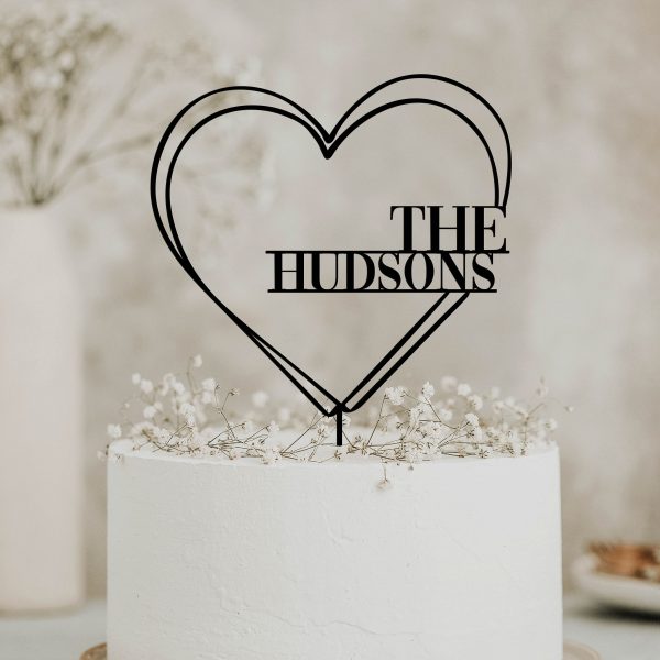 Heart Wedding Cake Topper, Mr and Mrs Cake Topper