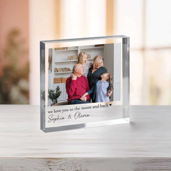 Photo Block Grandparents Gift, Personalized Photo Acrylic Block